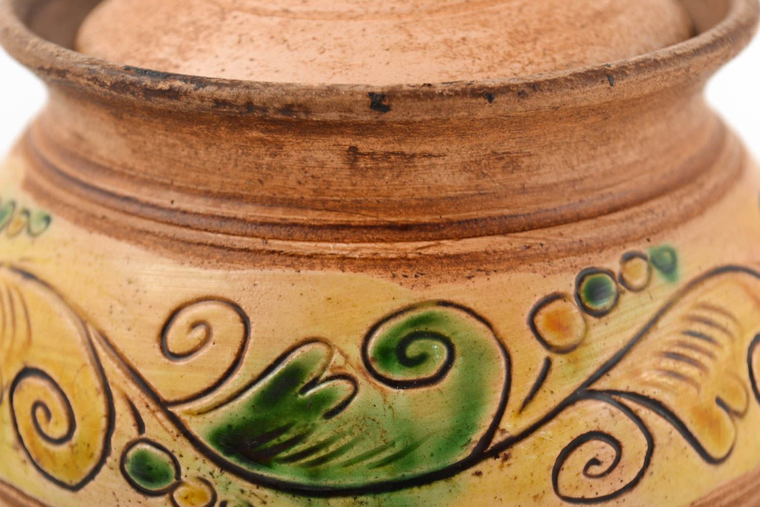 Pot cuisine fait main Vaisselle céramique peinte motifs Déco cuisine 40 cl photo 3