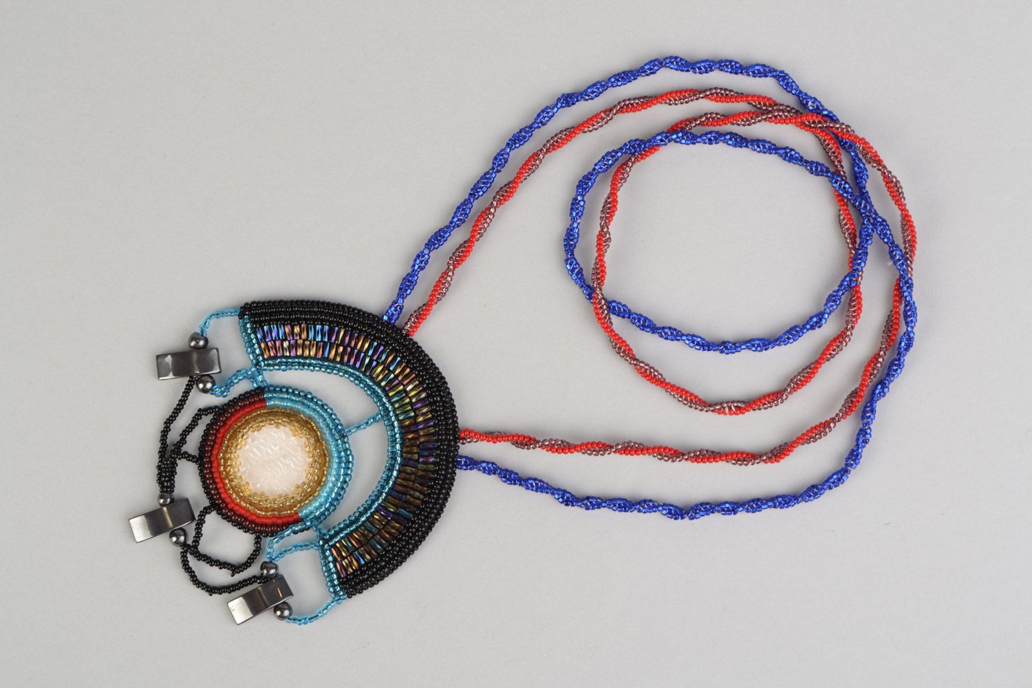 Traumhaftes handgemachtes buntes Collier aus echten Steinen und Glasperlen handmade Ägypten foto 3