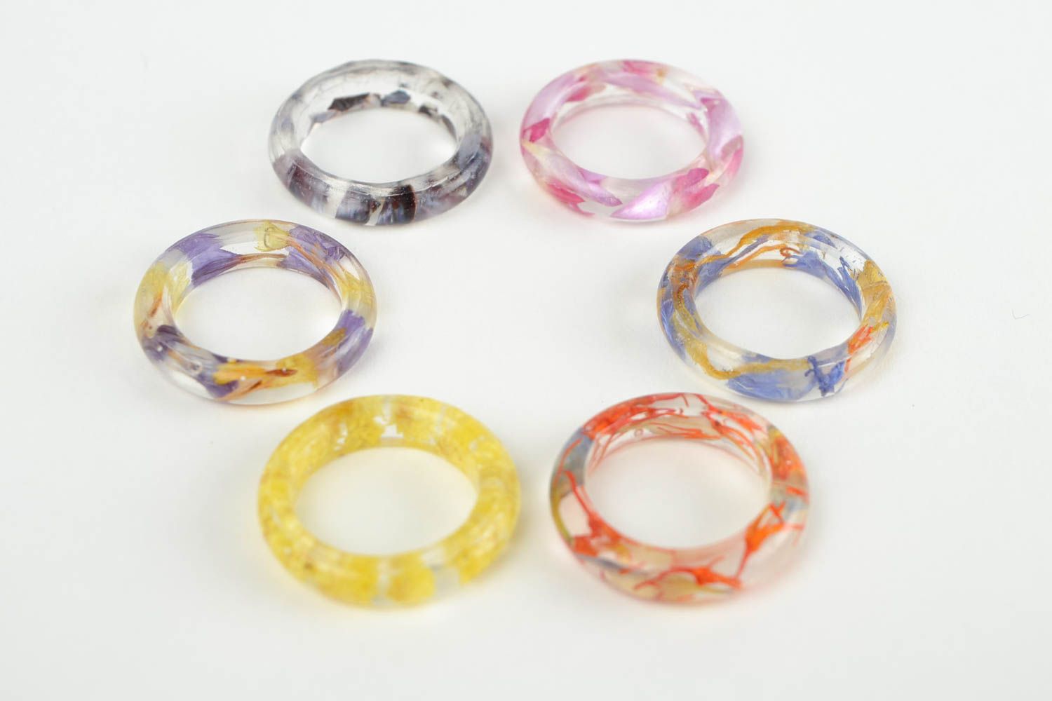 Бижутерия ручной работы комплект украшений кольца с цветами модные кольца 6 штук фото 3