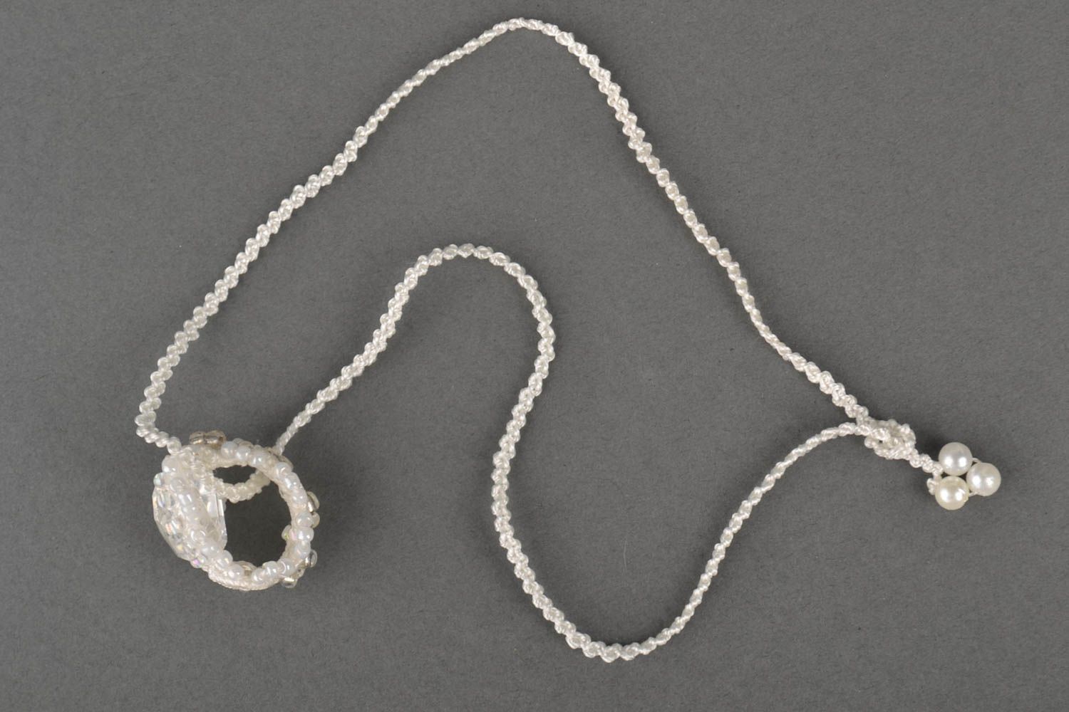 Handmade pendant designer ring unusual accessory macrame jewelry gift for girls photo 2
