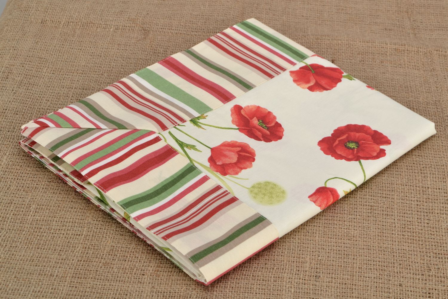 Rectangular cotton and polyamide tablecloth with poppies photo 4
