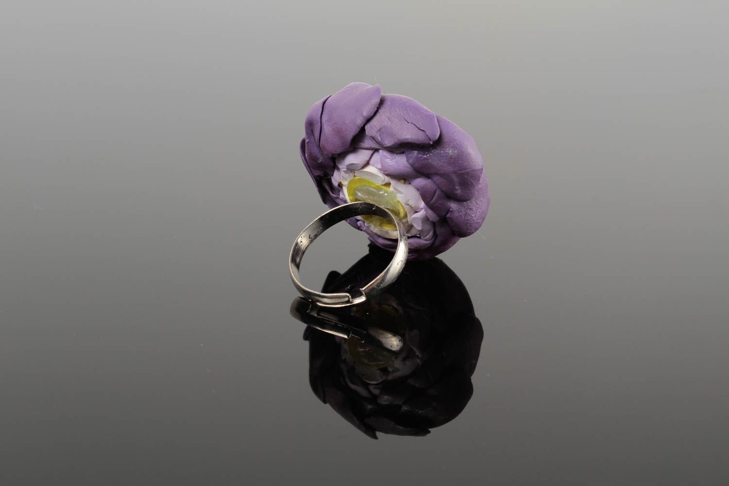 Кольцо ручной работы кольцо для девушек украшение из полимерной глины Цветок фото 3