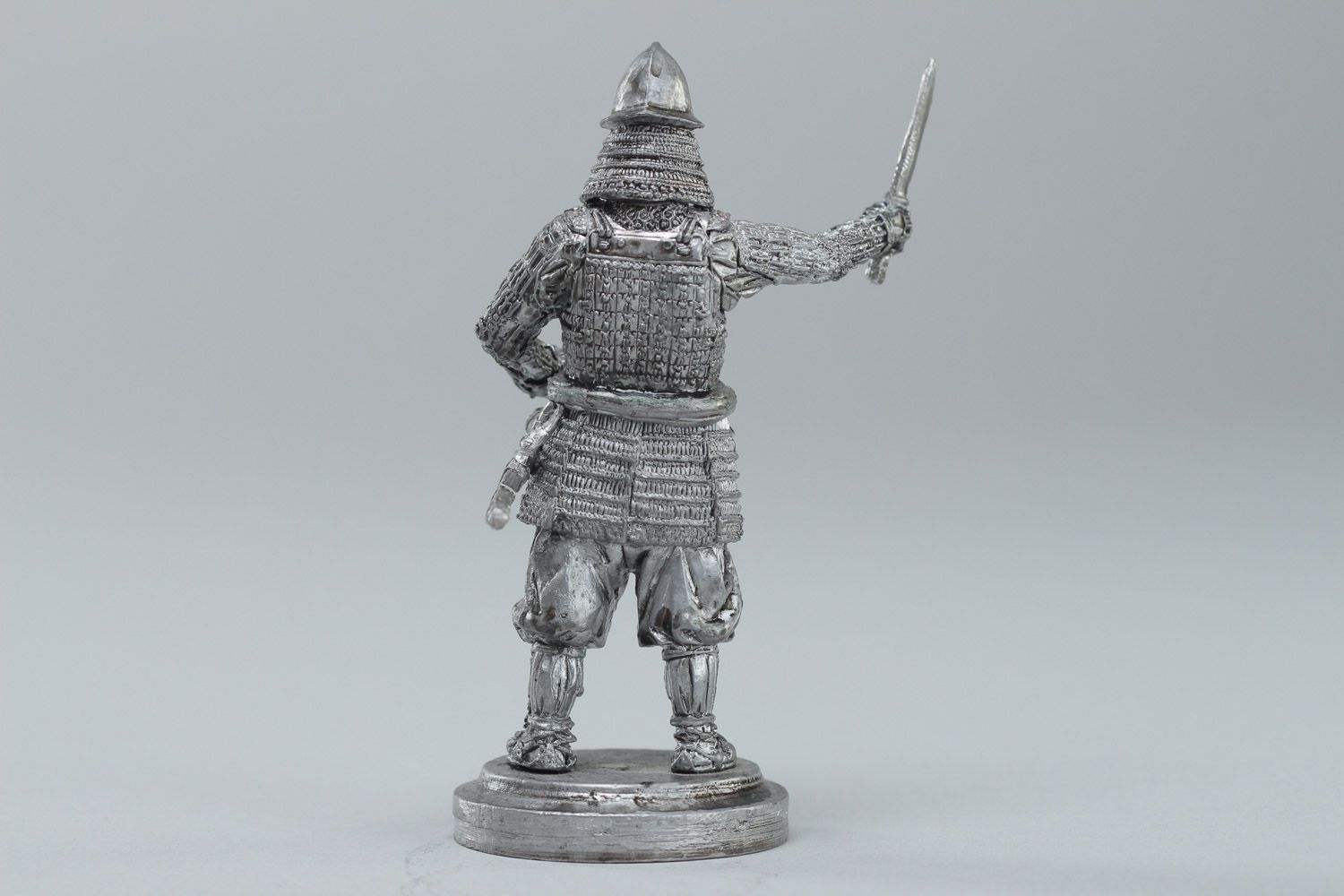 Handmade unpainted collectible figurine of samurai soldier cast of tin photo 4