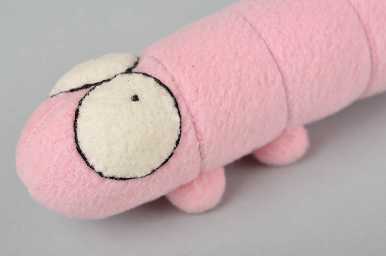 Handmade Kuscheltier Raupe rosa Stoff Spielzeug Geschenk für Kinder drollig foto 2
