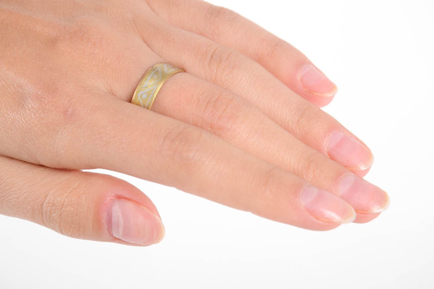 Ring aus Kupfer handmade Ring Damen Designer Accessoire Ring Schmuck mit Muster foto 2