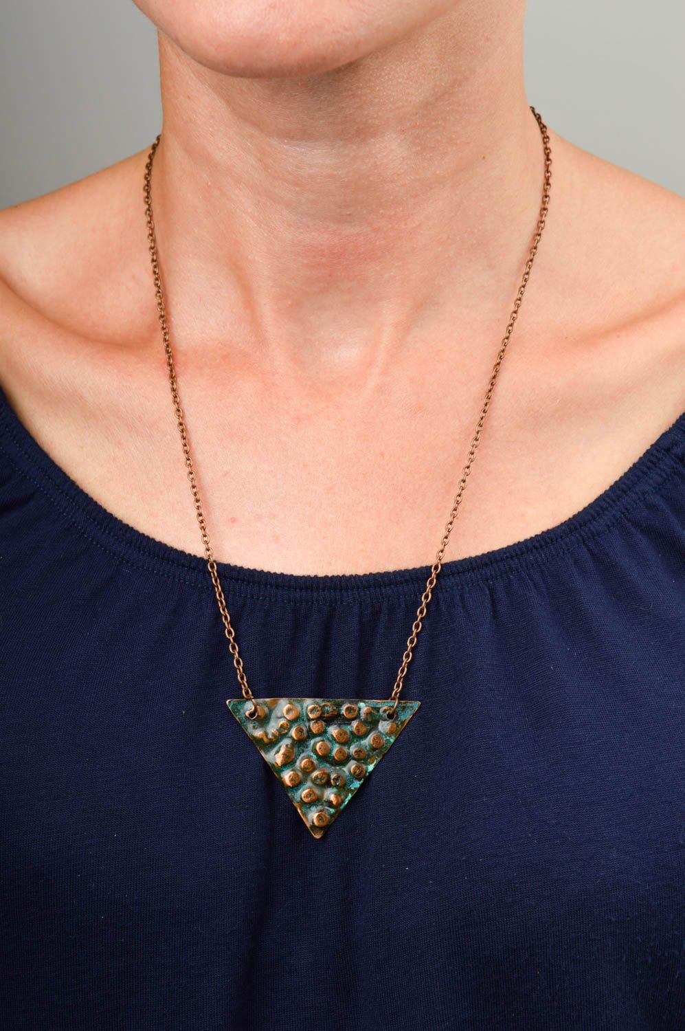 Beautiful handmade copper pendant metal pendant design artisan jewelry photo 1