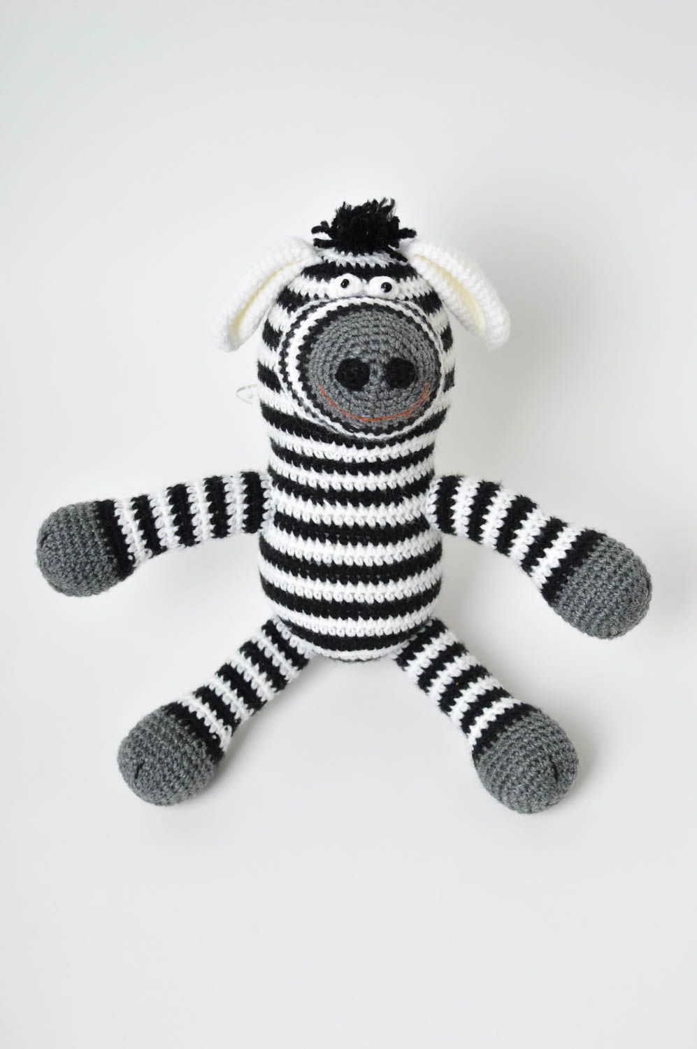 Häkel Kuscheltier handgemachtes Spielzeug Stoff Tier Zebra gestreift Geschenk foto 3