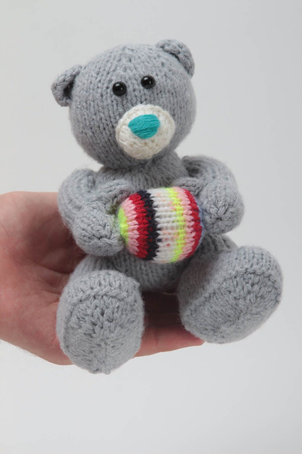 Handmade Strick Kuscheltier Spielzeug Bär Geschenkidee für Kinder interessant foto 5