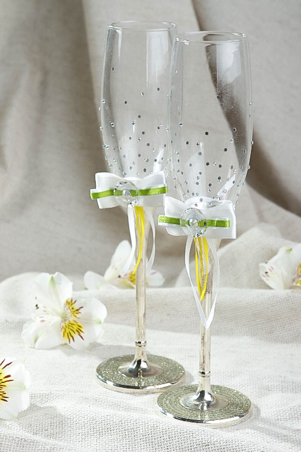 Beautiful handmade glass ware wedding glasses stemware ideas groom and bride photo 1