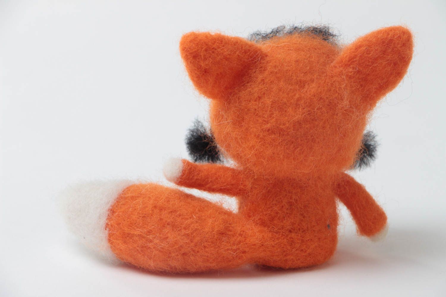 Small handmade designer felted wool toy fox children's pocket friend photo 4