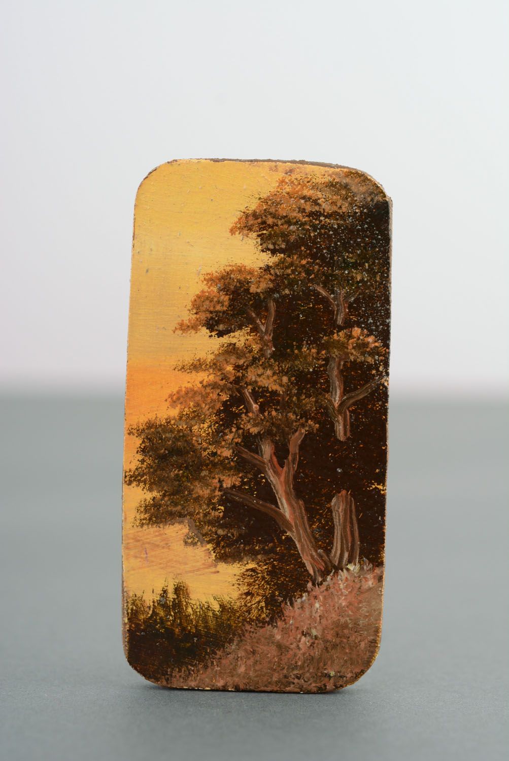 Magnet en bois peint avec paysage pour réfrigérateur Profondeur de l'ombre  photo 4
