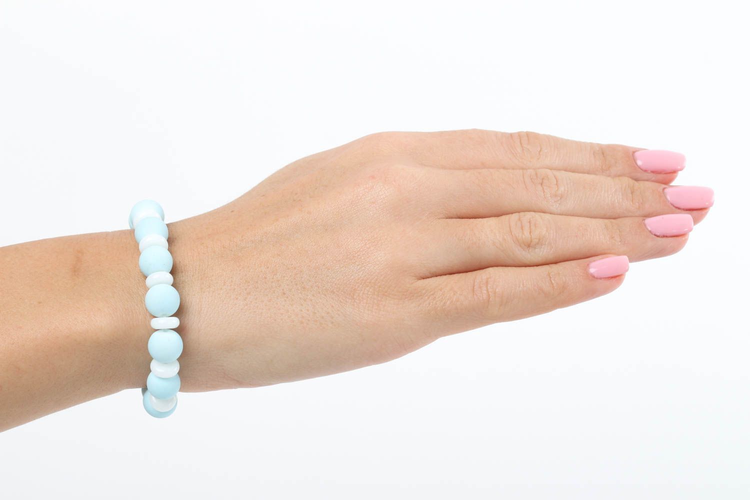 Bracelet bleu pastel Bijou fait main en perles céramiques Cadeau pour femme photo 6