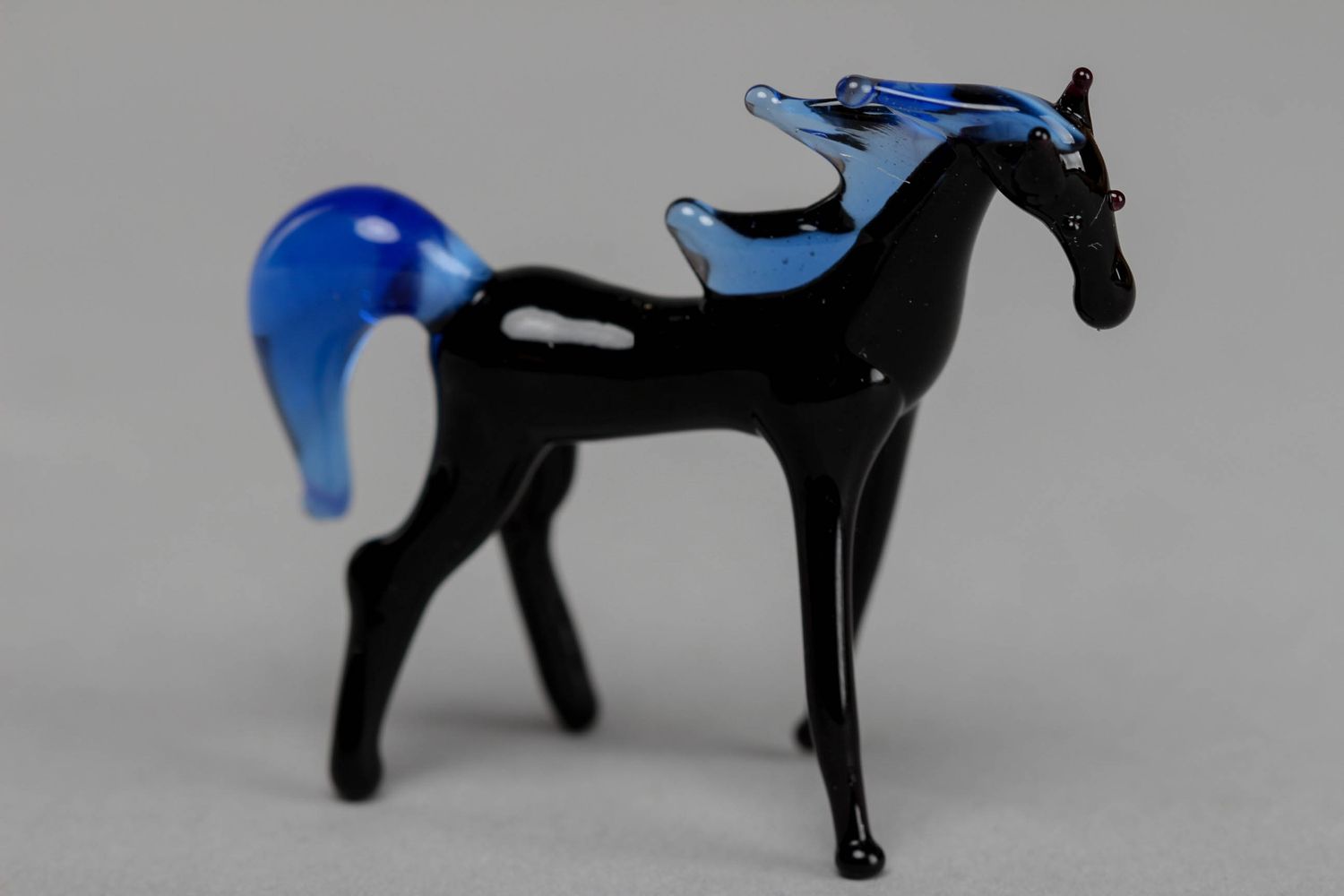 Лэмпворк фигурка из стекла Лошадь синяя фото 1