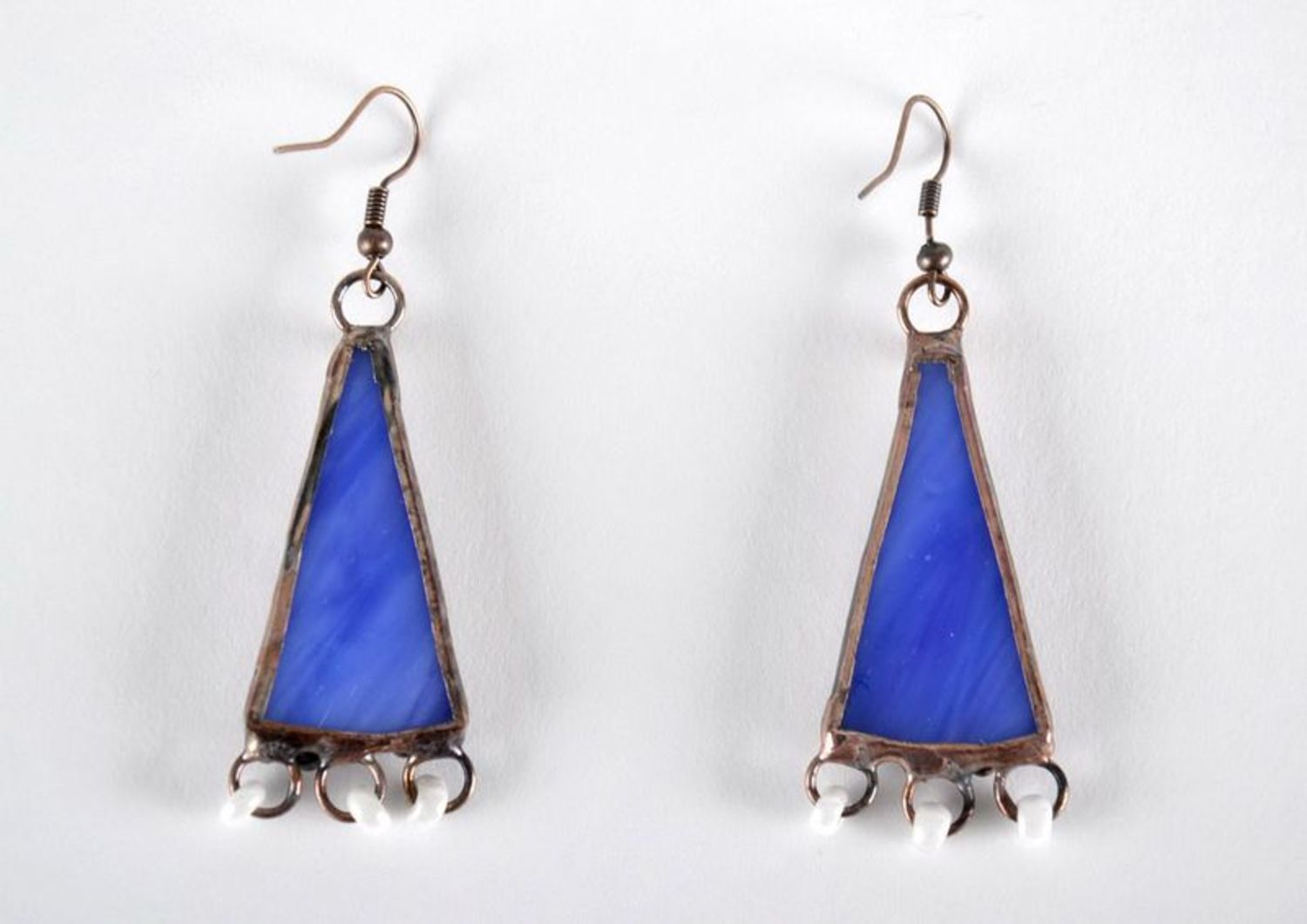Blue stained glass earrings photo 2