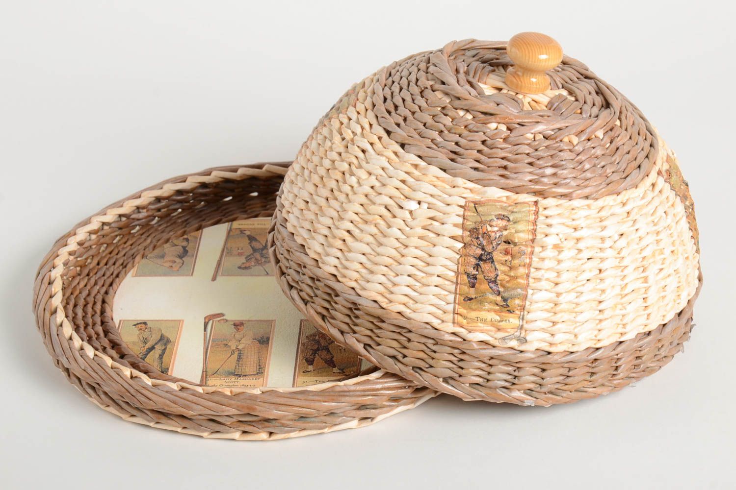 Unusual handmade woven paper breadbox newspaper basket modern interiors photo 2