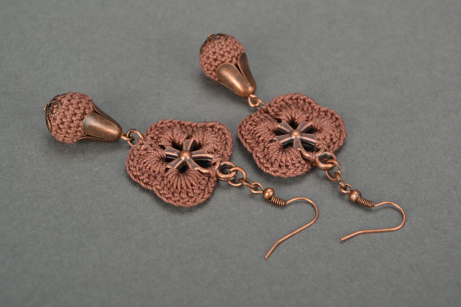 Crochet earrings Chocolate photo 4