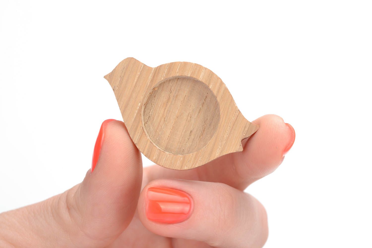 Wooden bright handmade accessory for jewelry creation in the form of small bird  photo 5