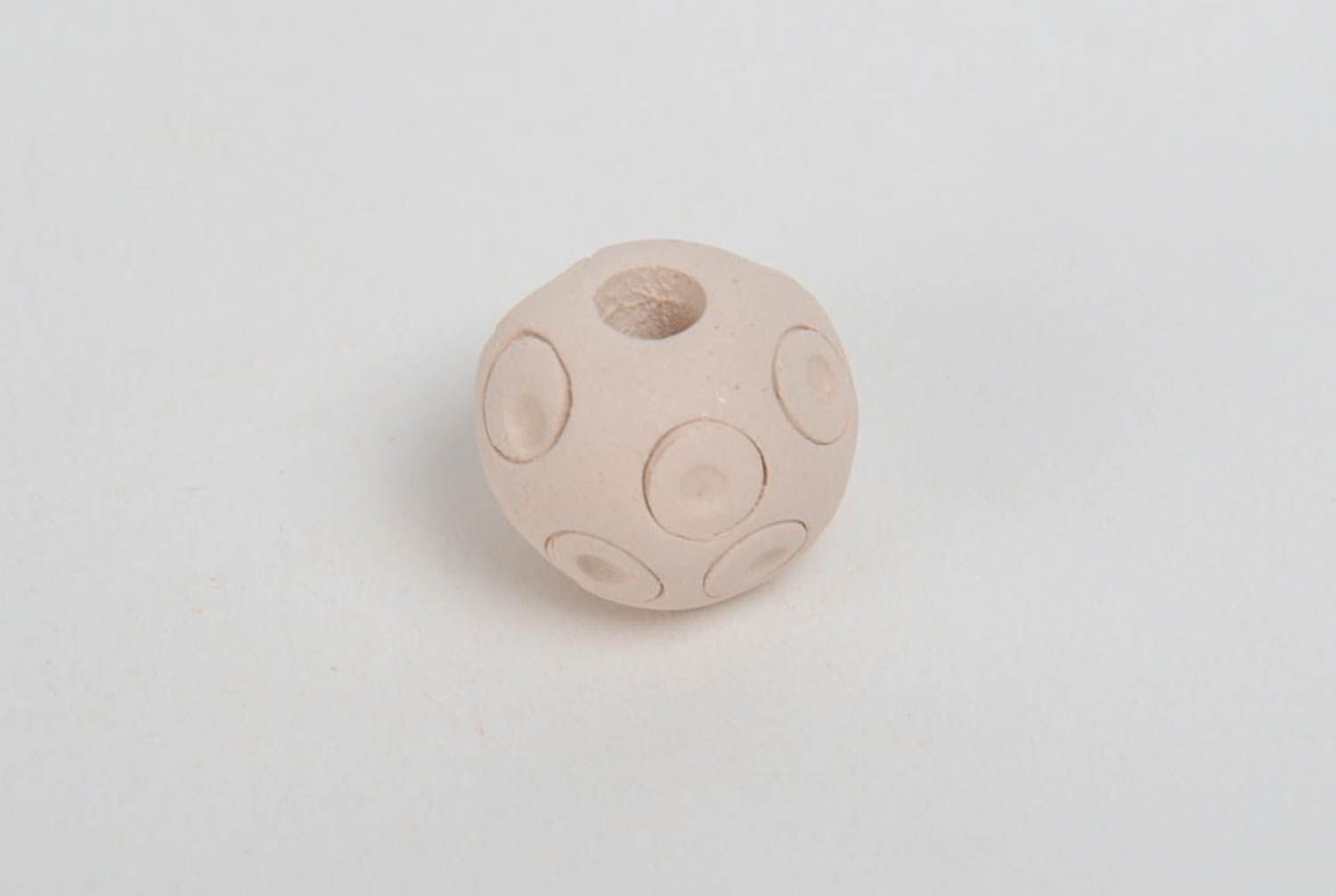 Perle céramique artisanale ronde blanche fourniture originale faite main photo 4