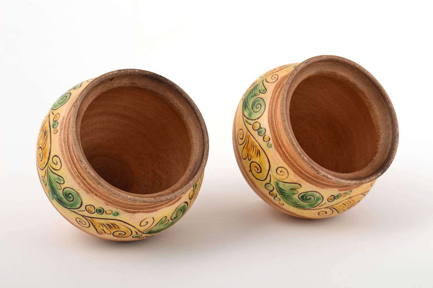 Conjunto de 2 tarros de barro artesanales utensilios de cocina potes de cerámica foto 3