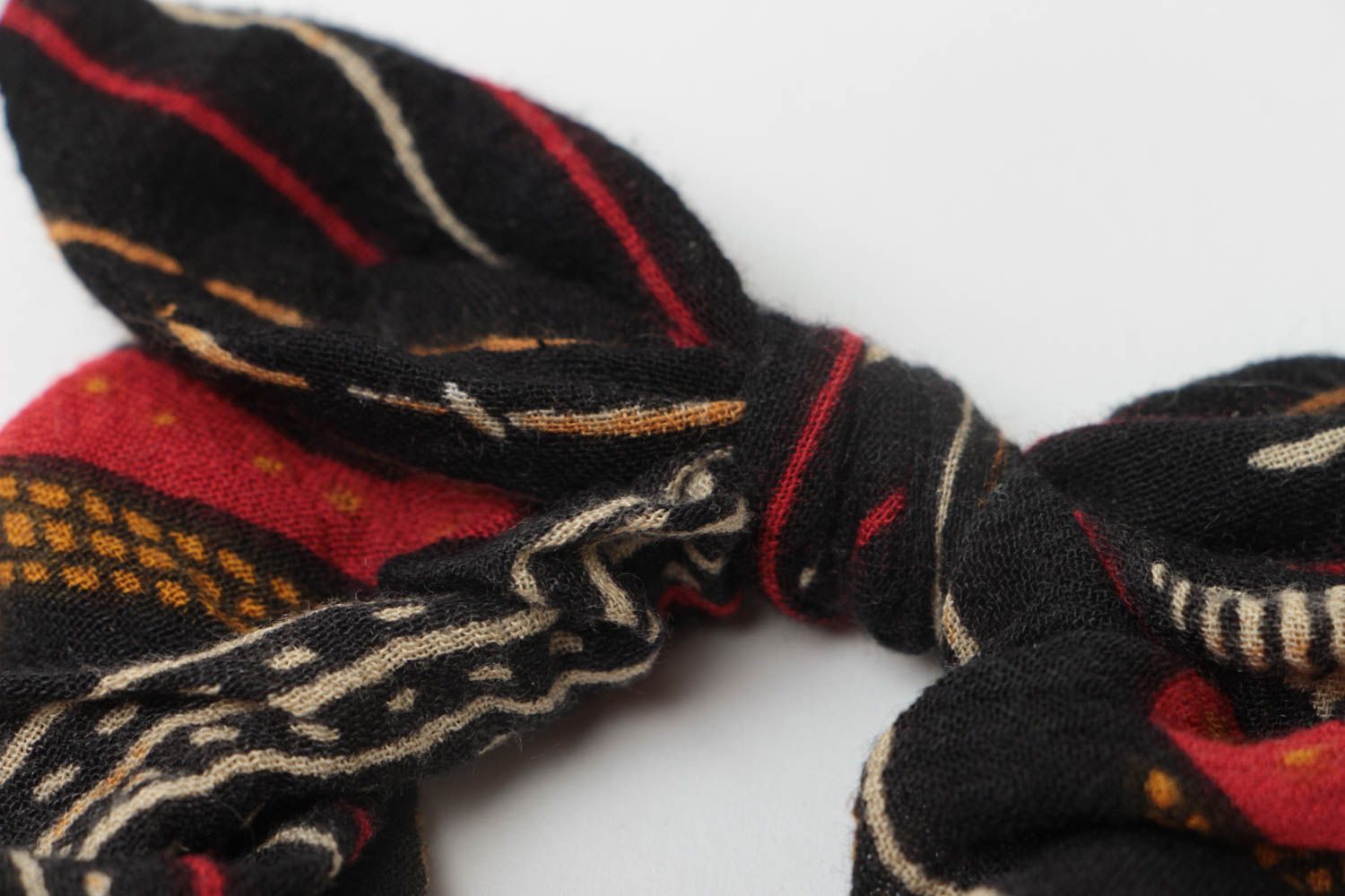 Claret and black handmade textile bunny ears scrunchy volume designer photo 4