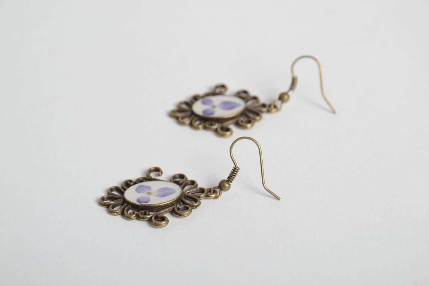 Handmade earrings unusual acvcessory epoxy resin jewelry handmade gift for her photo 4