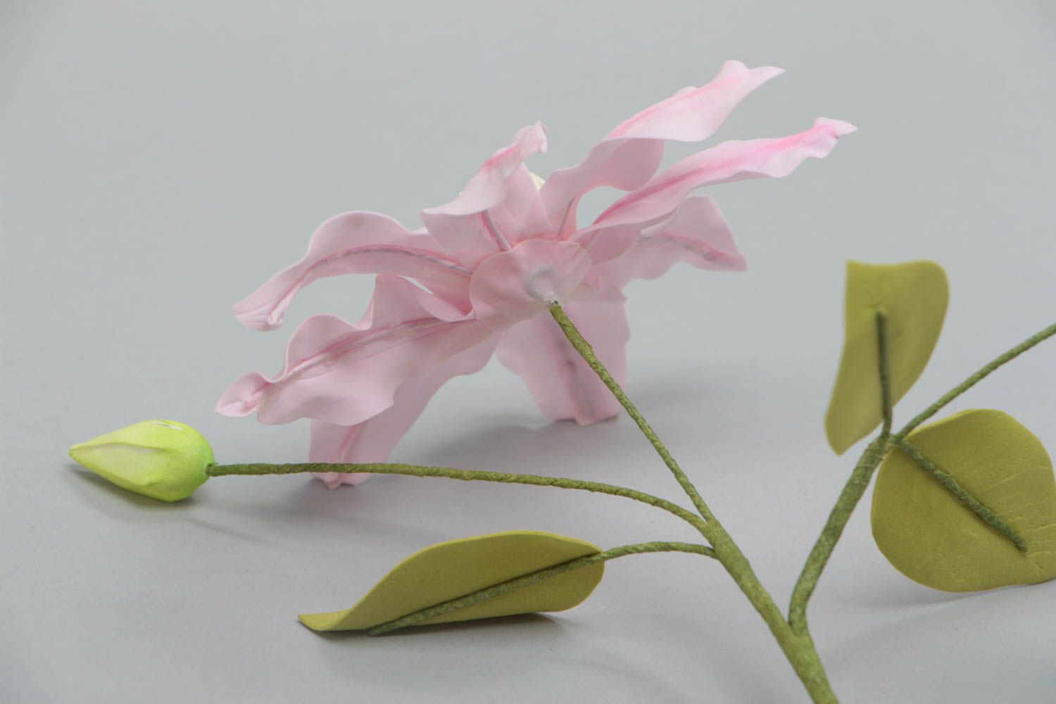 Beautiful gentle handmade decorative foamiran flower Clematis for gift photo 3