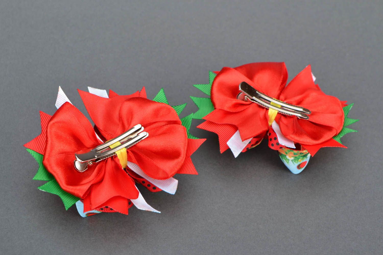Hair clips with ribbons Strawberries photo 5