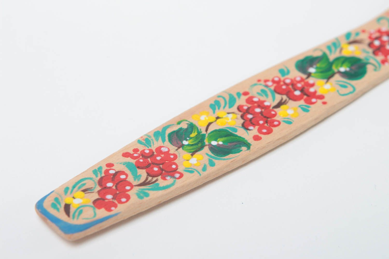 Красивая деревянная лопатка декоративная с Петриковской росписью ручной работы фото 3