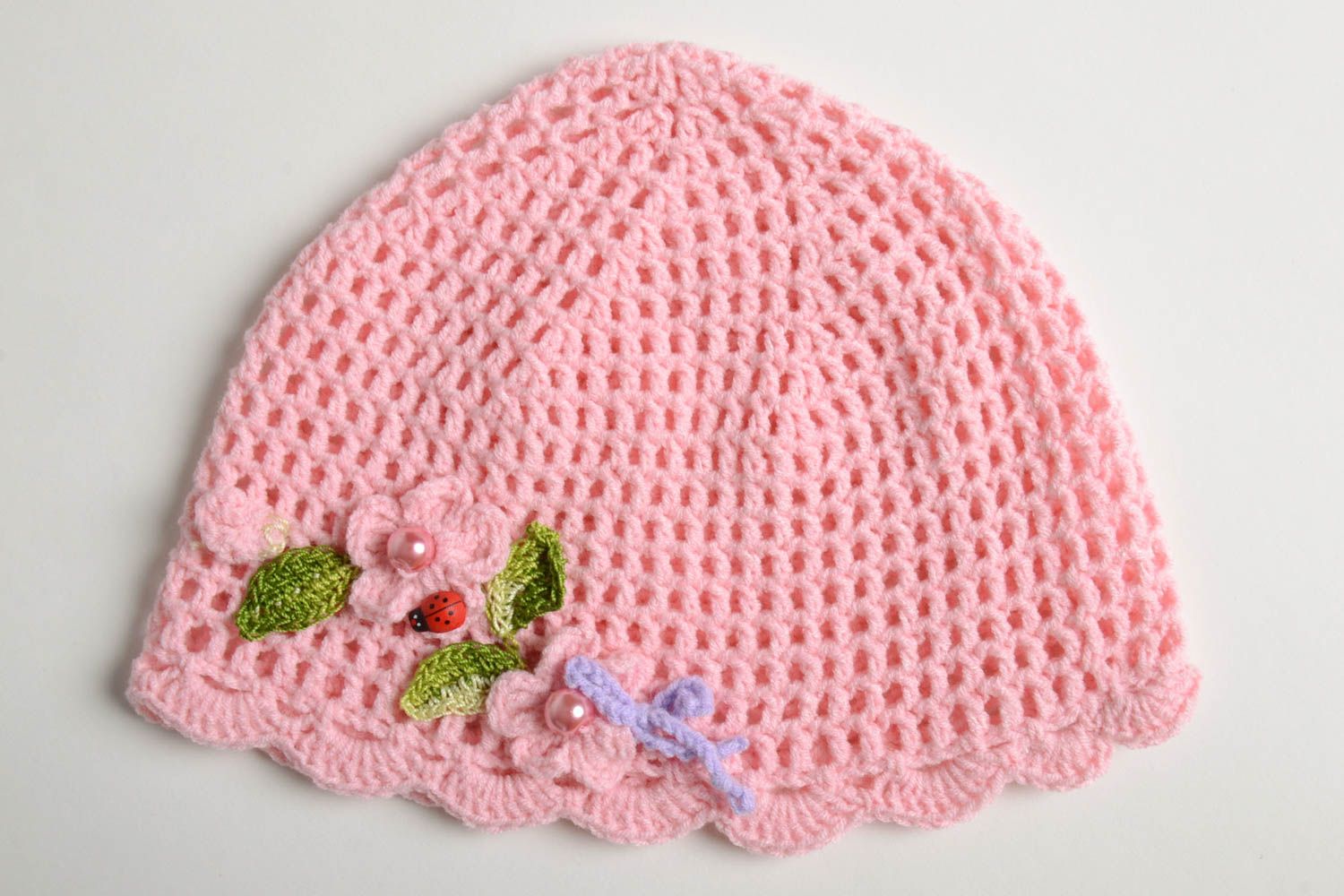 Bonnet tricot fait main Chapeau au crochet ajouré original Vêtement enfant photo 2