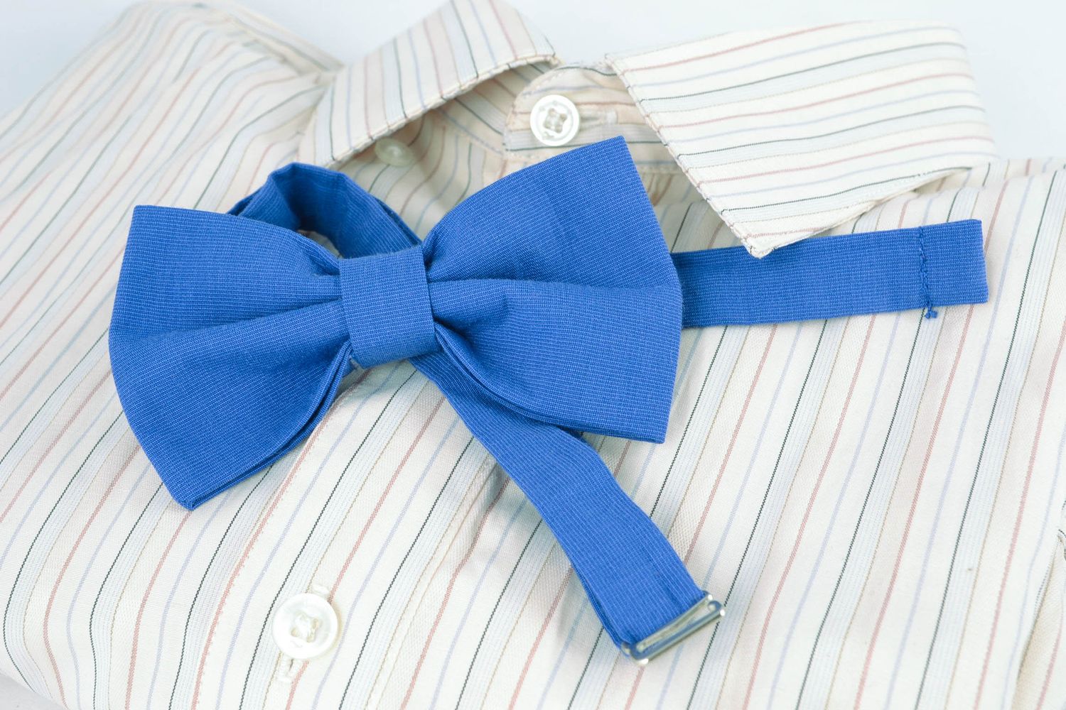 Bright blue fabric bow tie for girls and boys photo 1