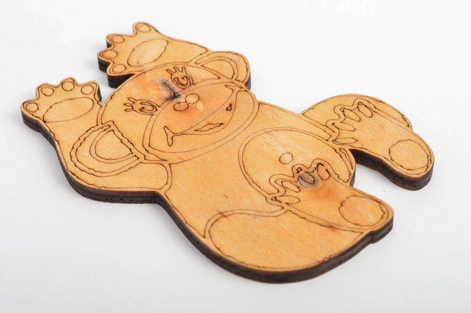 Sujet à décorer en bois brut fait main figurine de singe plate pour serviettage photo 3