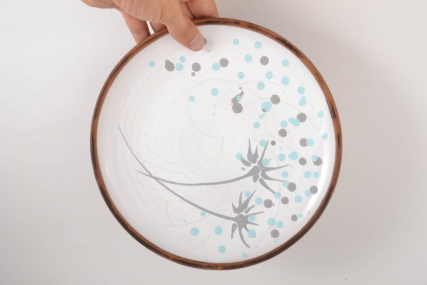 Керамическая тарелка ручной работы экологически чистая посуда красивая тарелка фото 5
