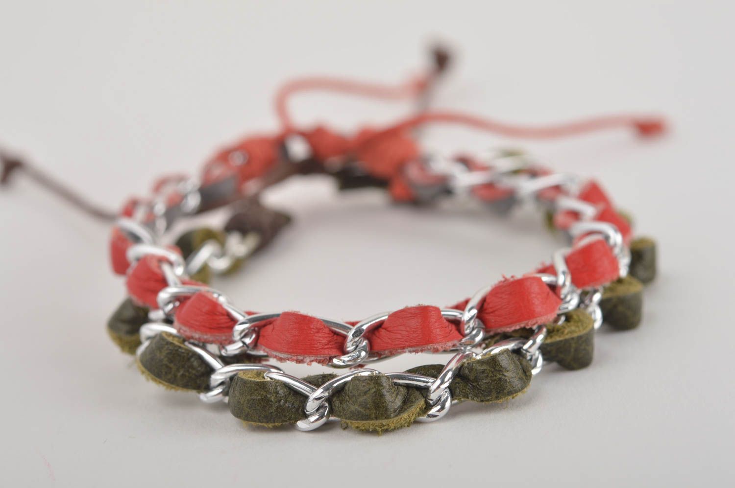 Handcrafted jewelry 2 chain bracelet leather bracelets for women souvenir ideas photo 2