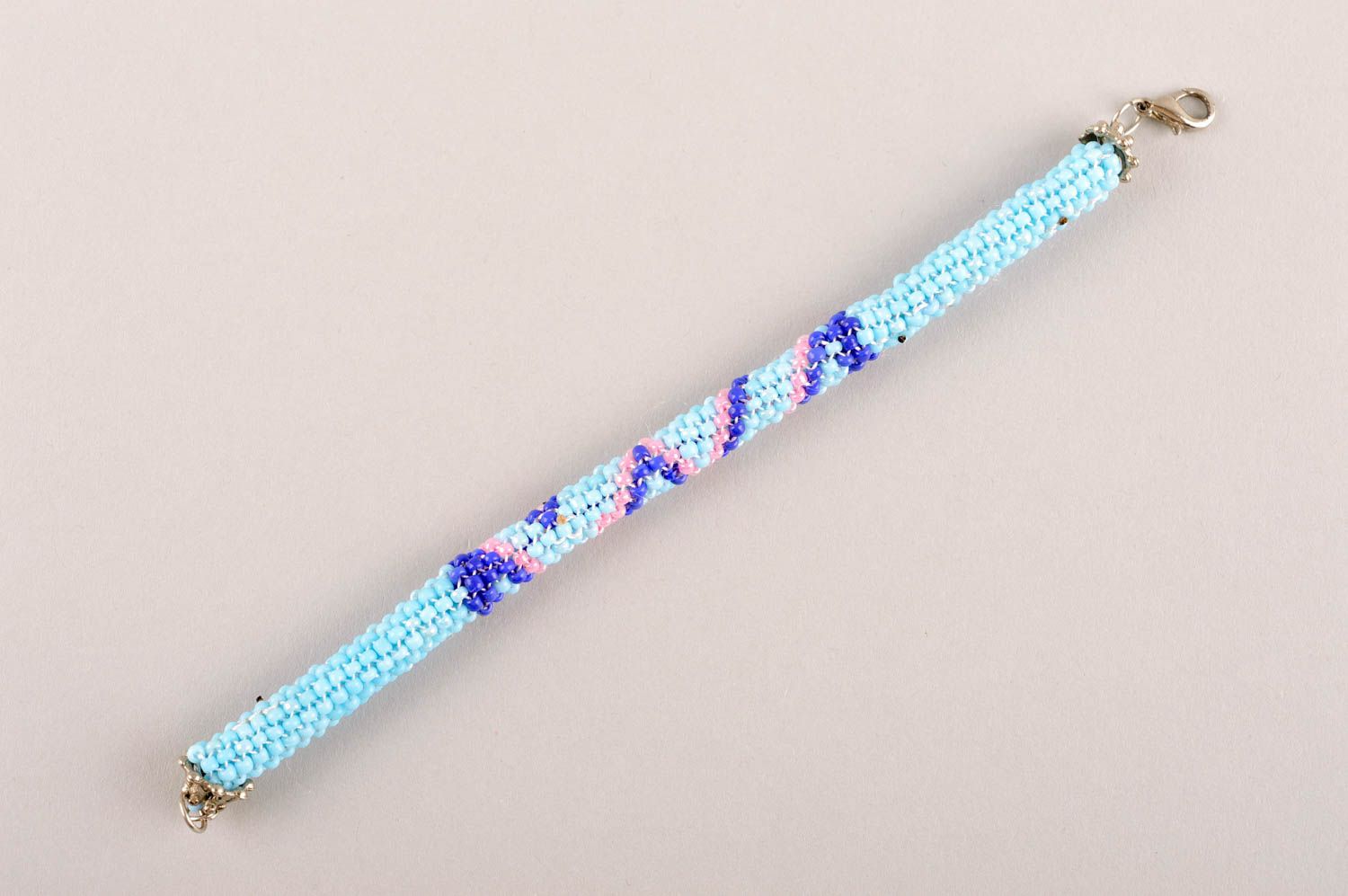 Rocailles Armband Designer Schmuck handmade Litze Frauen Accessoire in Blau foto 5