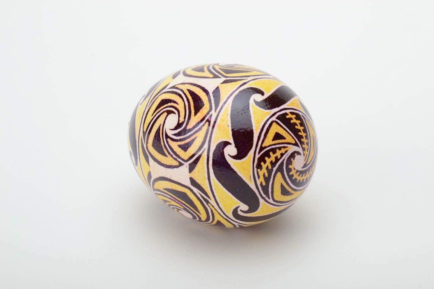 Yellow and brown handmade designer painted Easter egg photo 4