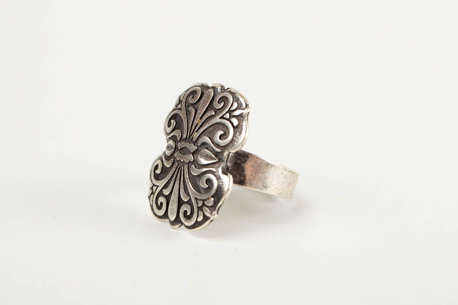 Кольцо ручной работы металлическое украшение женский перстень литой красивый фото 4