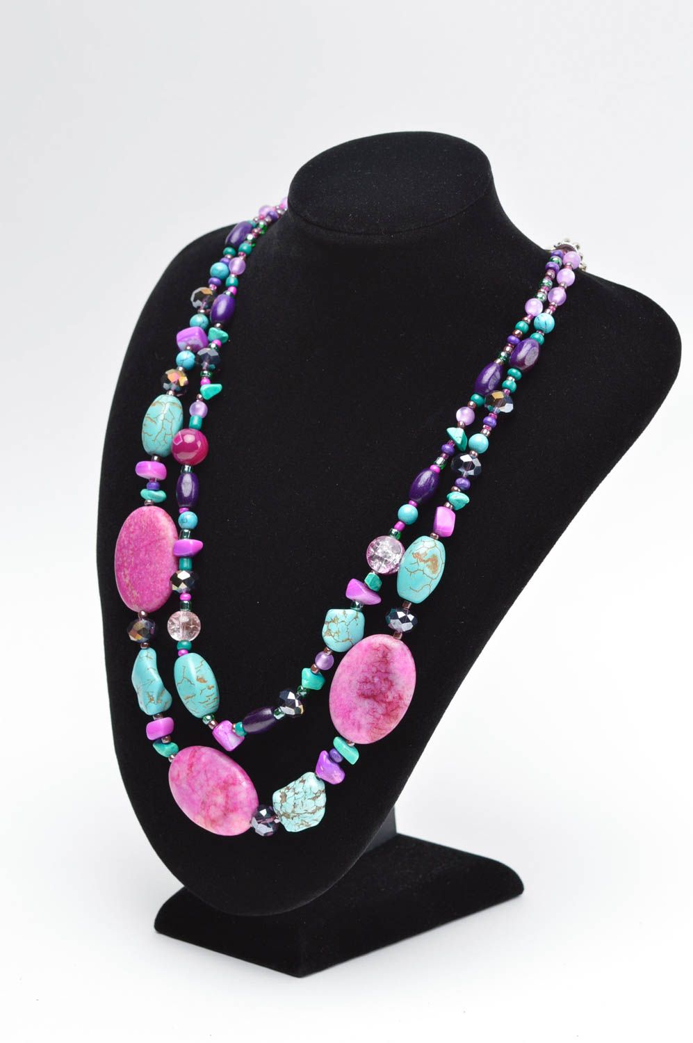 Handmade designer beaded necklace unusual female necklace bright jewelry photo 5