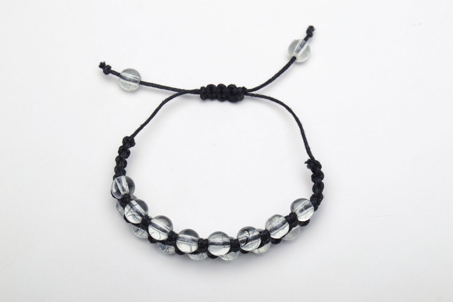 Bracelet en perles de verre transparentes tressé de lacet pour femme fait main photo 2