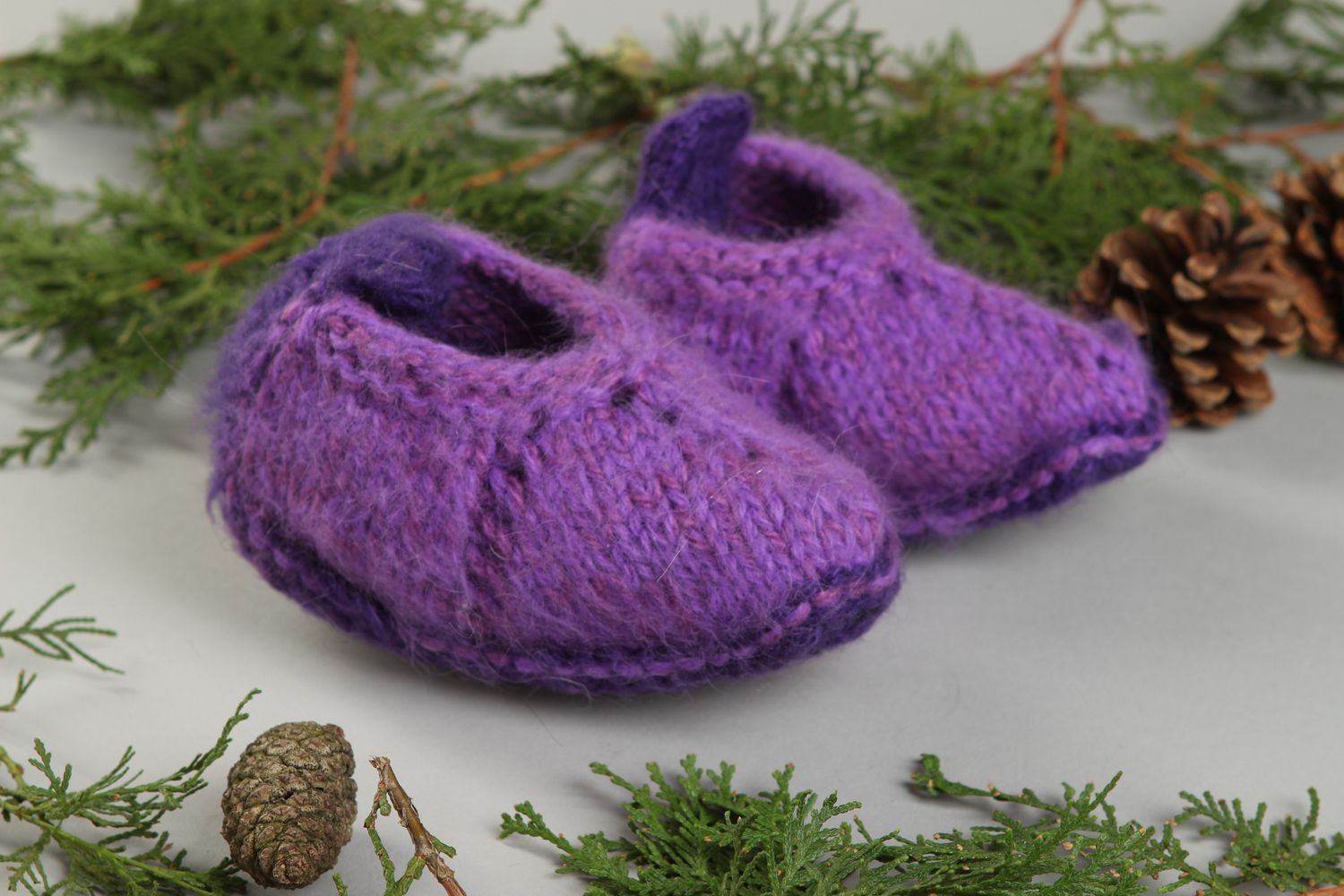 Beautiful handmade knitted slippers warm baby slippers house shoes gift ideas photo 1