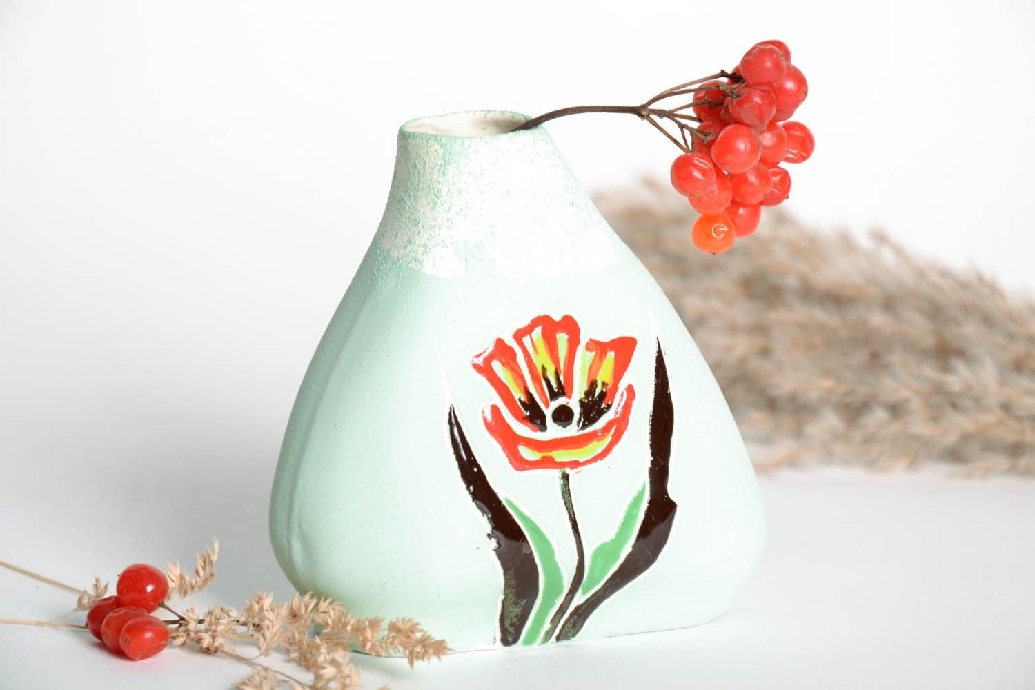 5,5 inches handmade floral design flower vase 0,5 lb photo 1