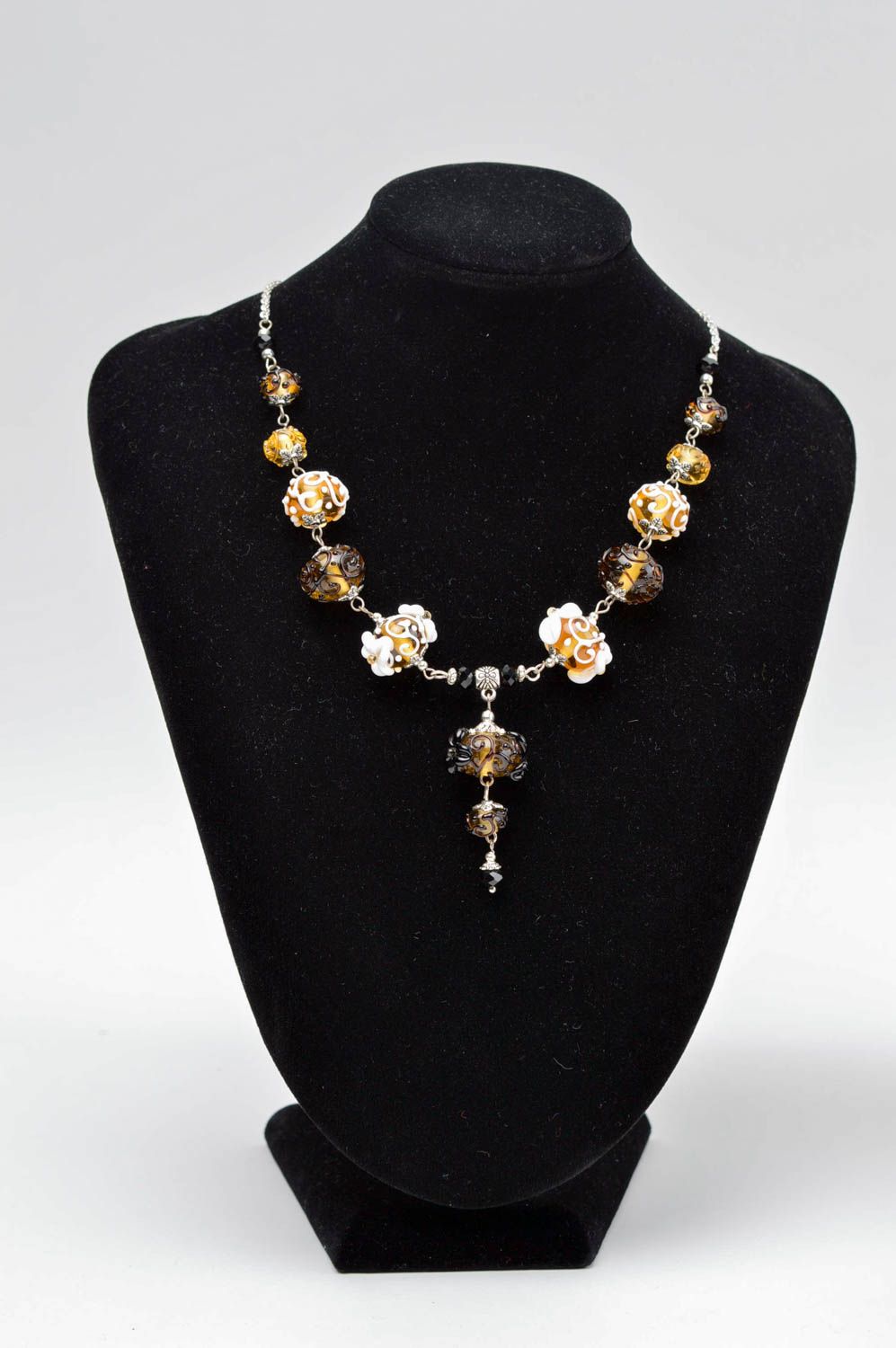 Handmade Damen Collier Modeschmuck Halskette Accessoire für Frauen Honig foto 5