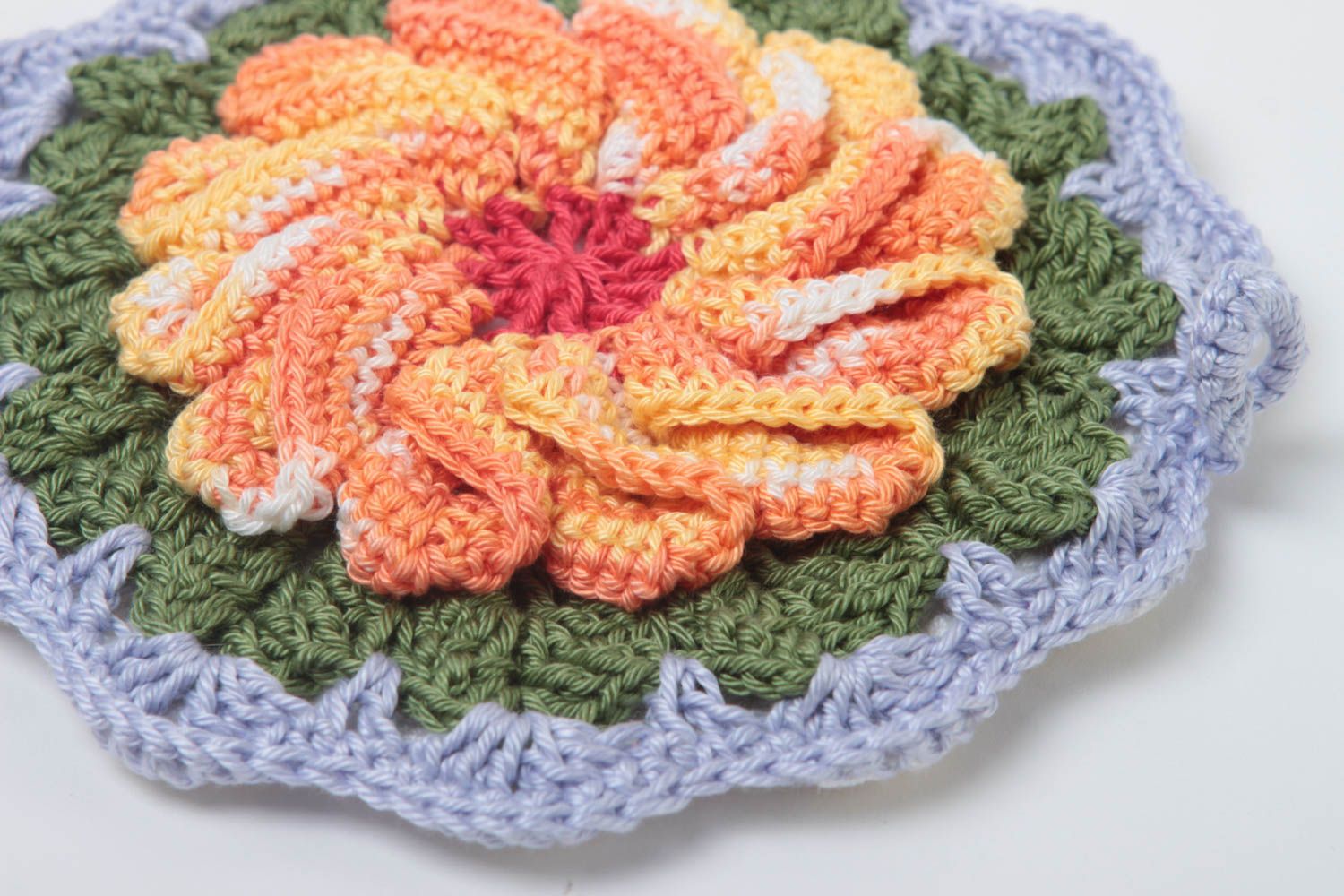 Bright handmade pot holder beautiful crochet potholder cooking tools gift ideas photo 3