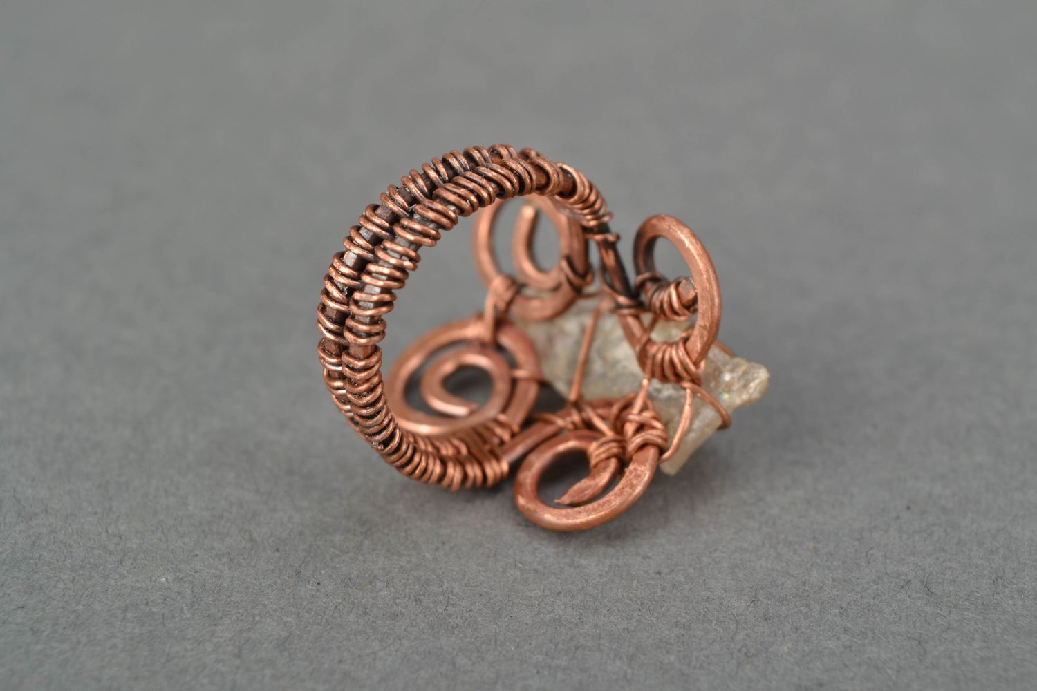 Copper wire wrap ring with citrine photo 4