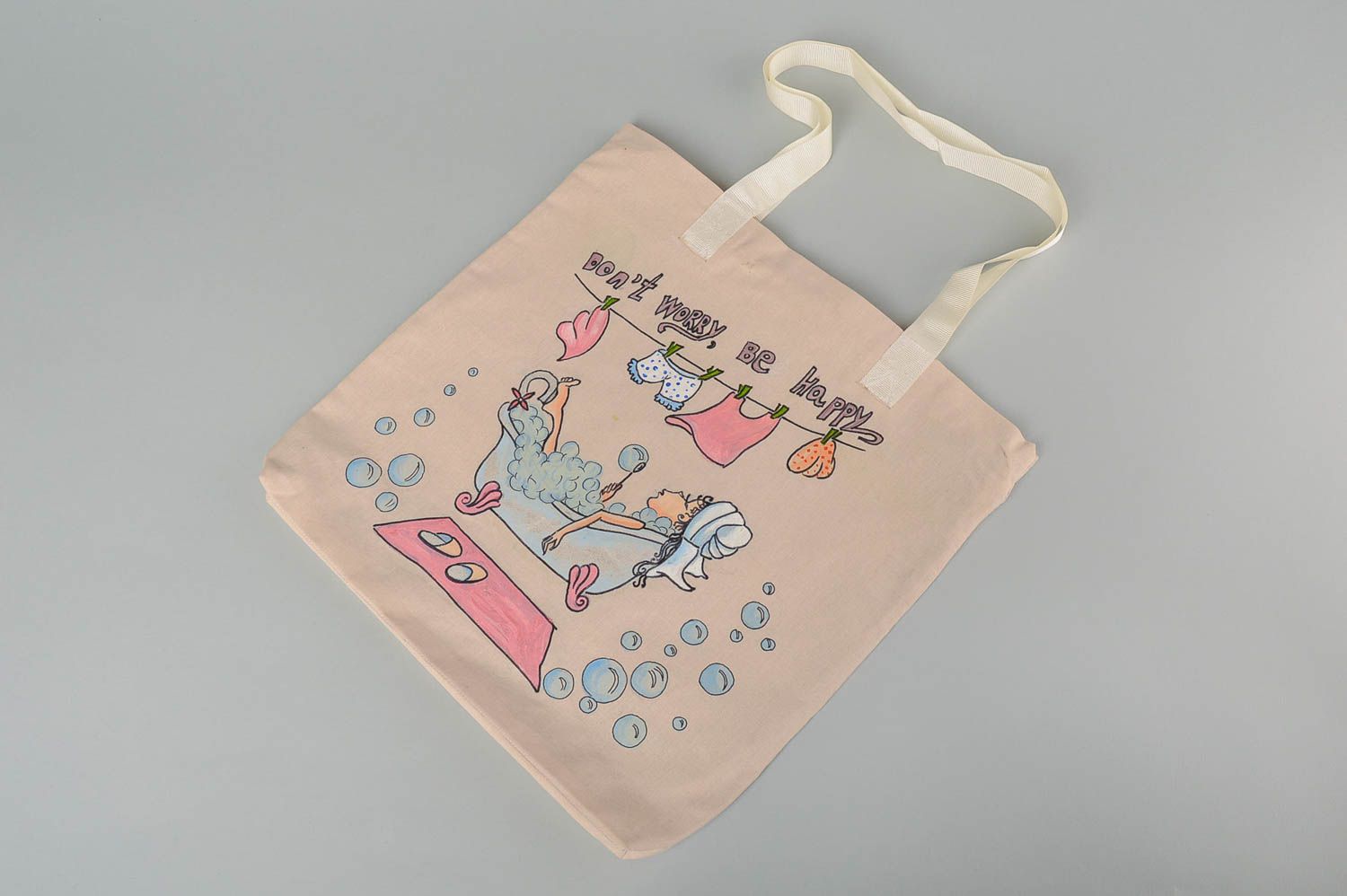 Handmade fabric bag with painting trendy large bag textile shoulder bag photo 2