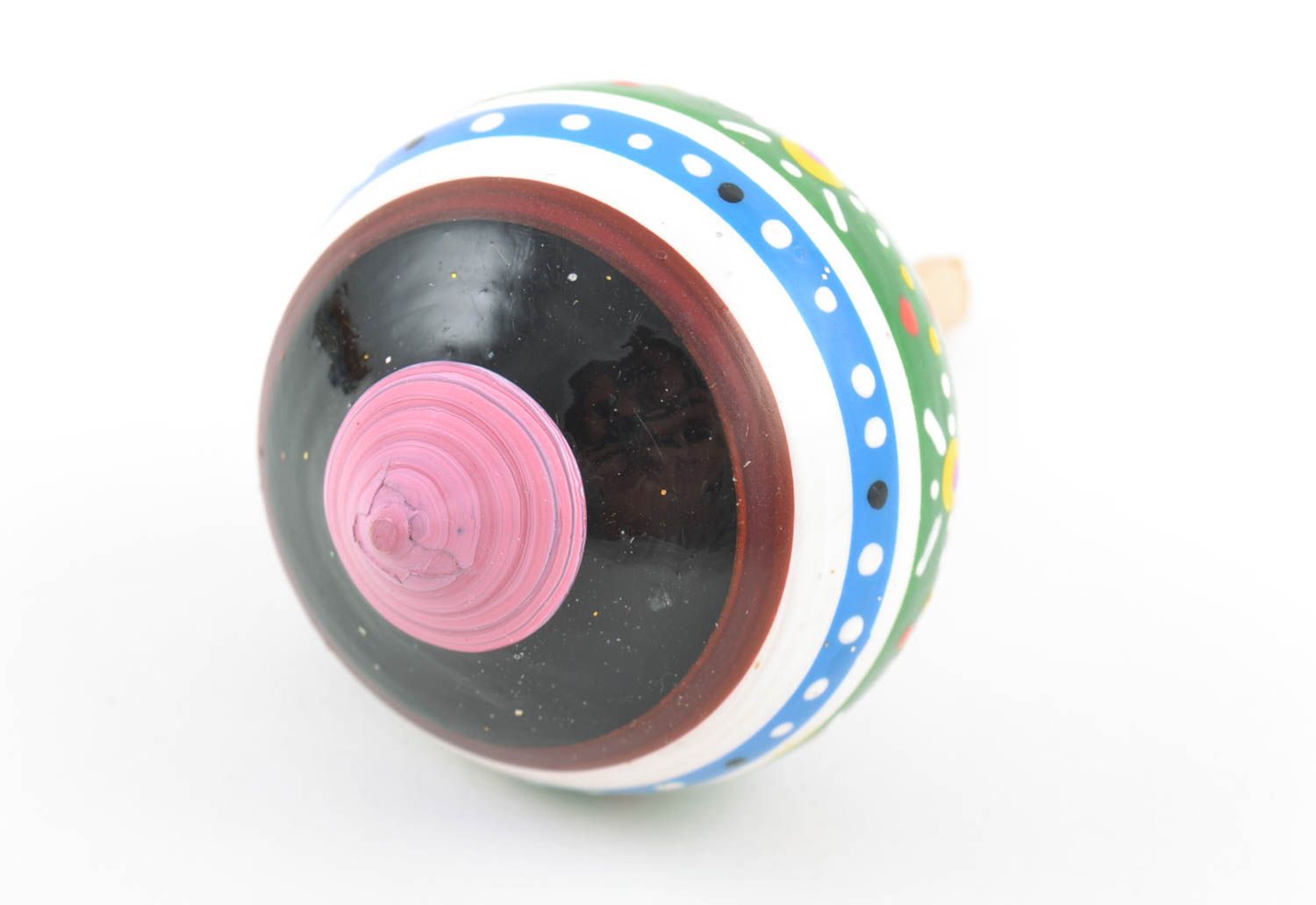 Gestreiftes Spielzeug Kreisel aus Holz mit öko reinen Farben bemalt handgemacht foto 4