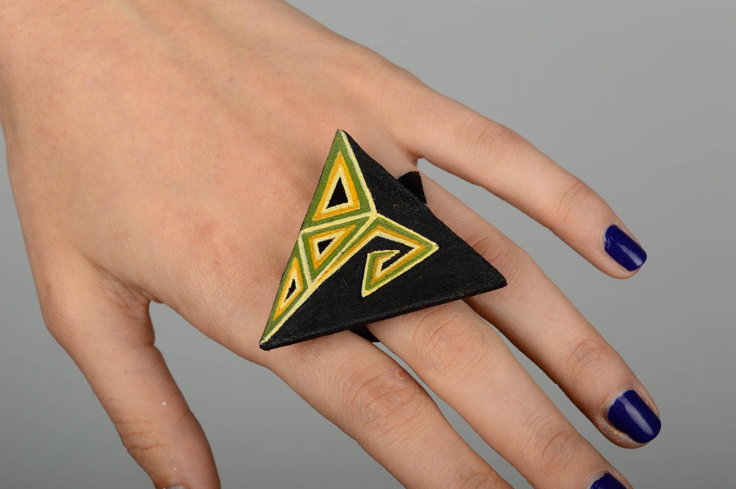 Handmade Ring aus Leder Ring Damen Designer Accessoires Geschenk Ideen bemalt  foto 2
