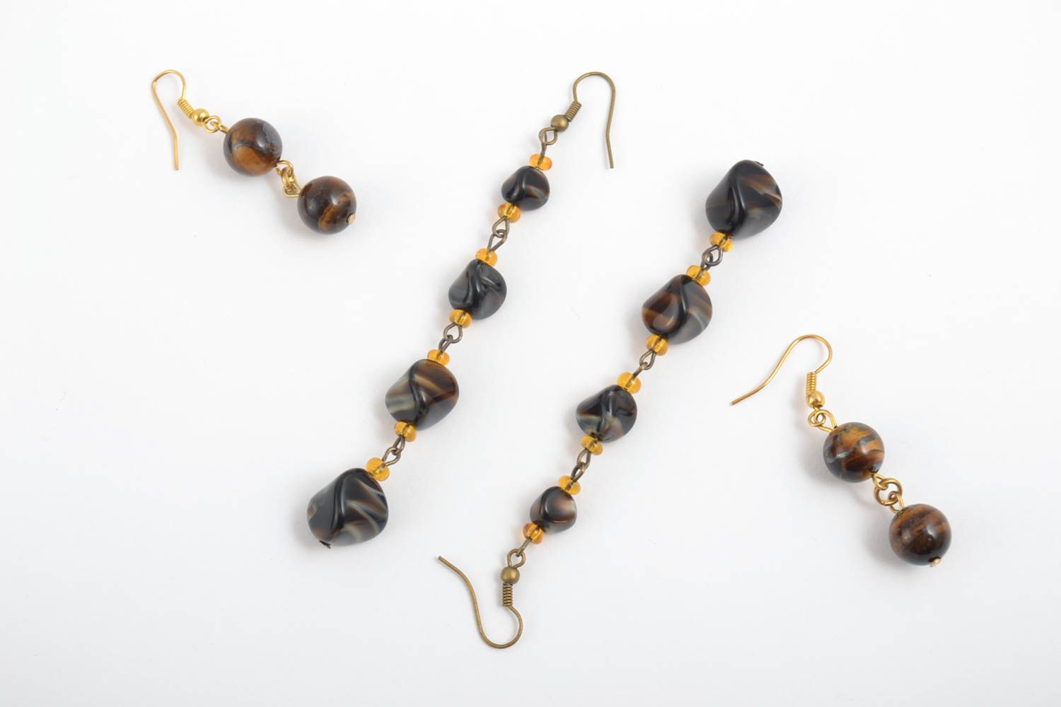 Unusual handmade beaded earrings gemstone bead earrings 2 pairs gifts for her photo 2