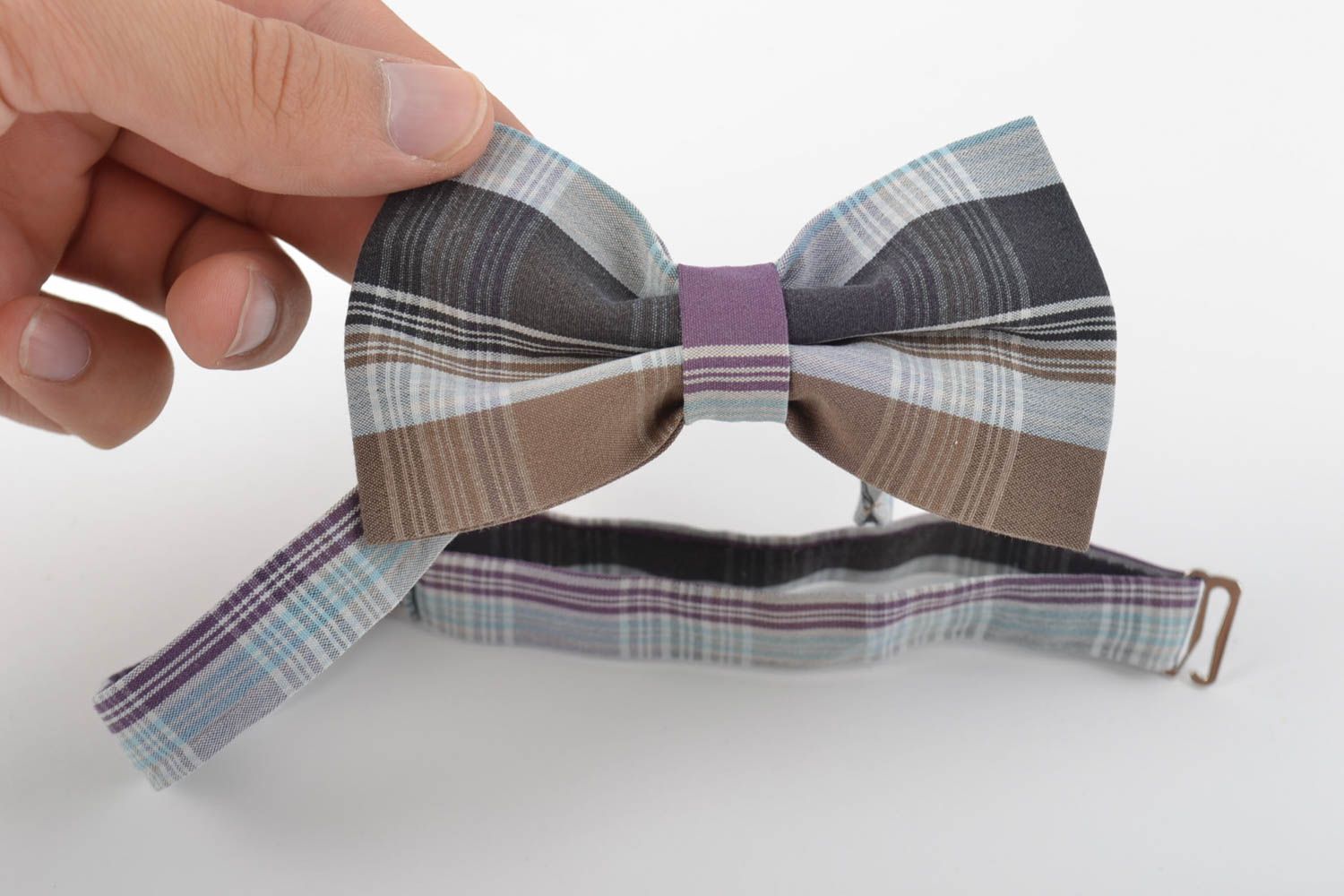 Beautiful handmade designer textile bow tie with 490 mm adjustable strap photo 4