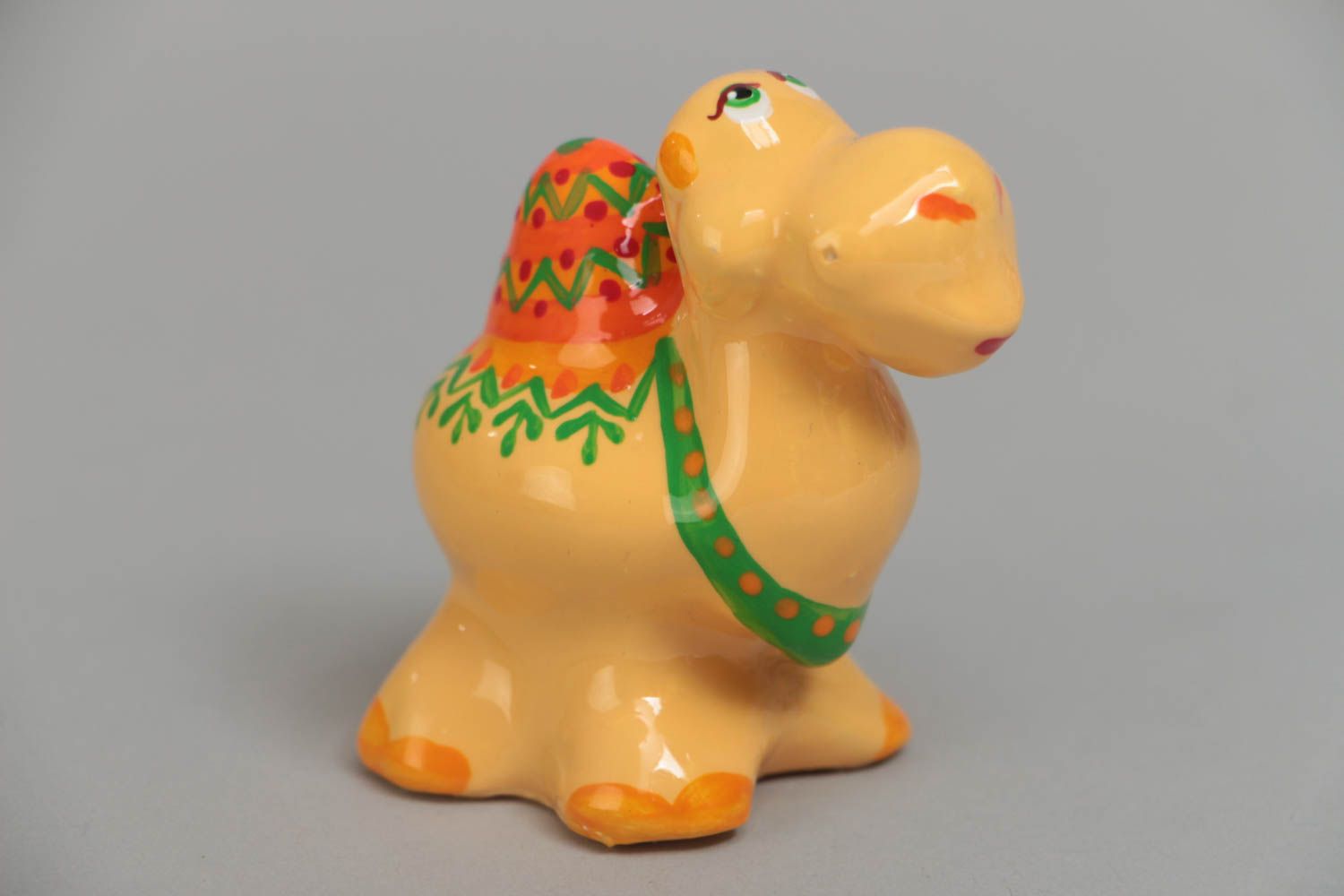 Kamel Figur aus Gips handmade klein bemalt in Gelb schön für Interieur Dekor  foto 4
