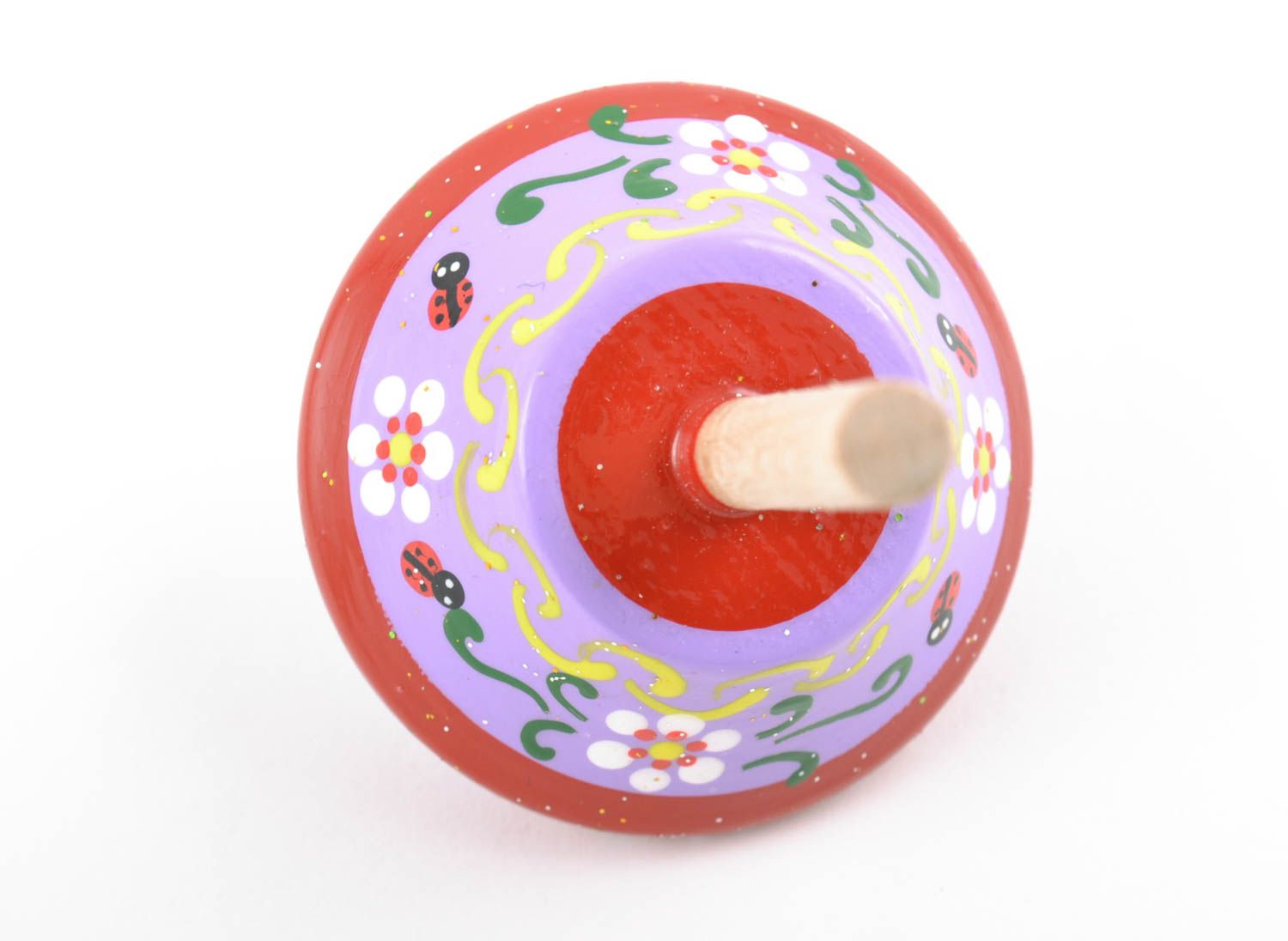 Bright painted homemade wooden eco toy spinning top for children photo 3